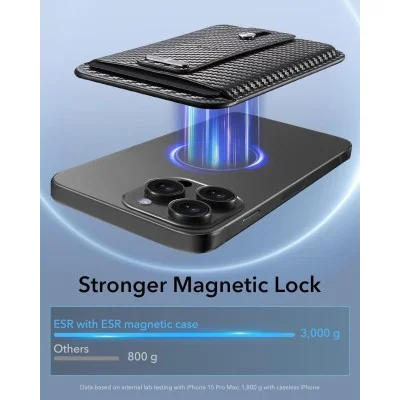 Wallet Magsafe Leather Grip Esr - Carbon Fiber